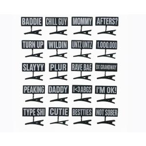 50PC WORDS Word Clips for Hair Word Sprout Pack Black White Funny TikTok Sprouts Trendy Phrases Slang Rave Plur Festival EDM Concert Cute Small Hairpins Headwear Hair Accessories