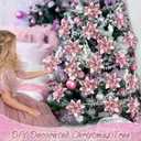 60 Pcs Christmas Glitter Poinsettia Flowers Set 20 Christmas Artificial Poinsettia 40 Berries Stems Berry Picks, Xmas Tree Flowers Decorations Ornaments(Pink,Silver)