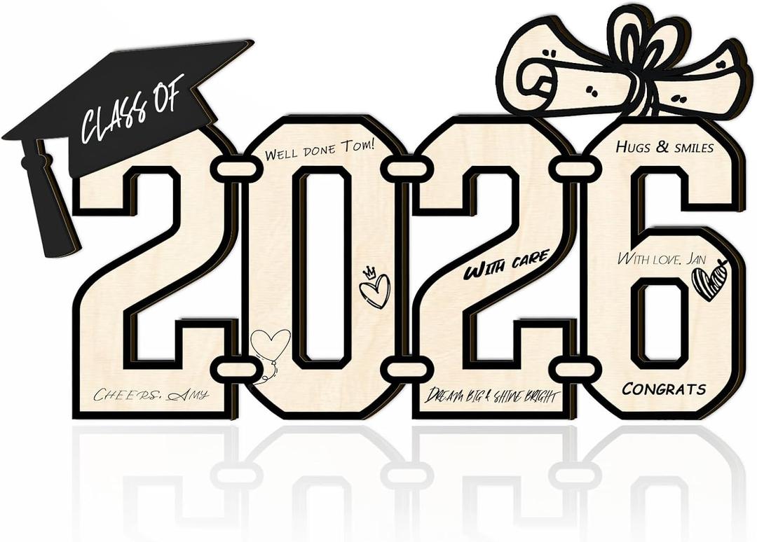 3 x Class of 2026 Graduation Wood Sign, Grad Celebration Keepsake Party Centerpiece & Photo Booth Prop Graduate Gift for College/High School