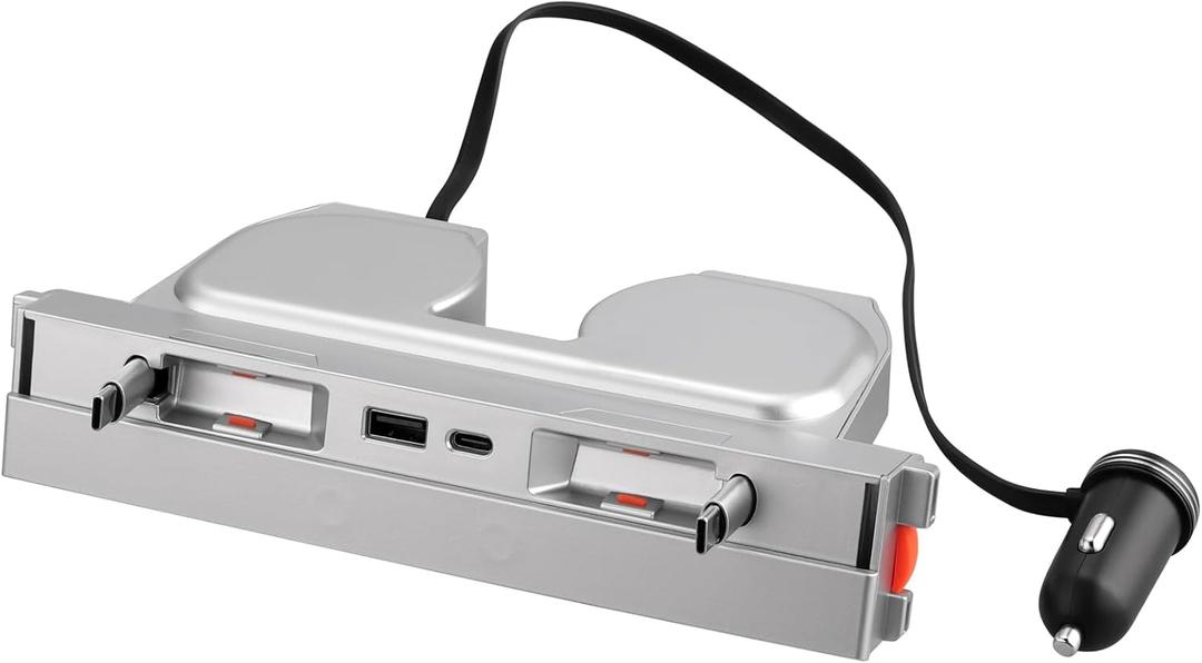EYPINS USB Hub Compatible with Tesla Model 3 Highland, Retractable Hub Docking Station, Fast Charge Cable Adapter,USB Cable, 2pcs Type-C Retractable Cables,Center Console USB Hub Interior (sliver Model 3 Highland)