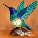 Handmade Stained Glass Bird Night Light - Hummingbird Lamp Design | Plug-in Desk & Bedside Lamp for Home Decor, Festival Gift (Hummingbird(USB))