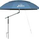 8ft Heavy Duty Beach Umbrella with Sand Anchor, High Wind Resistant Large Beach Umbrella with UV Protection, Adjustable Tilt Pole, Ventilated Canopy & Carry Bag for Beach, Fishing, Camping