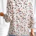 SOFIA'S CHOICE Women's Boho Blouse Business Casual Ruffle 3/4 Sleeve Tops Floral Print Work Shirts Beige Large (Beige, L)