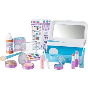 Melissa & Doug Love Your Look Pretend Makeup Kit (16 pcs)  Kids Vanity Set with Realistic Accessories, Mess-Free Fake Makeup for Girls, Dress-Up & Imaginative Play Toy, Ages 3++