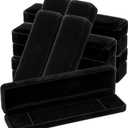 12 Pcs Velvet Bracelet Box Bulk, Black Jewelry Storage Case for Necklace Chain Pendant, Long Travel Jewelry Gift Box for Wedding Valentines Engagement Display
