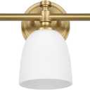Gold Bathroom Vanity Light, 3-Light Bathroom Light Fixtures Over Mirror, Traditional Vanity Lights for Living Room, Milk White Bell Glass Shades, Standard E26 Base, Aged Brass