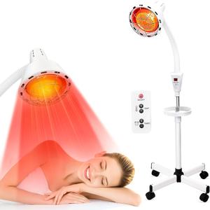 YUNCHI Infrared Red Light Therapy Heat Lamp 275W, Adjustable Temperature & 360 Rotating Head, Floor Stand with Wheels for Pain Relief