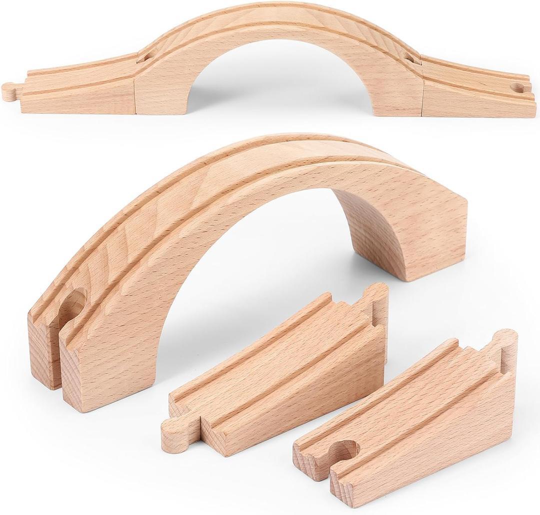 Kigley Wood Train Track Expansion Wooden Train Track Accessories Wooden Bridge for Most Major Toy Railway, One Size