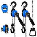1/4Ton Chain Hoist (2-Pack) 550Lbs Capacity 10ft Lift Small Come Along Alloy Steel G80 Chain 2 Heavy Duty Hooks, Manual Lever Chain Hoist for Garages Warehouse Automotive Machinery