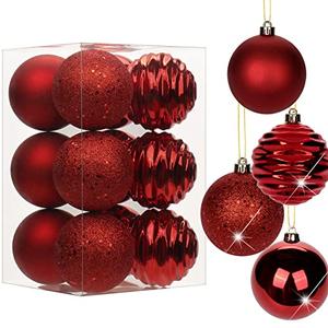 3.15" Christmas Ball Ornaments Red 10 Pcs Shatterproof Christmas Tree Decorations Xmas Tree Medium Christmas Ornaments Balls with Hanging Loop for Wedding Holiday Party Wreath Home Decor
