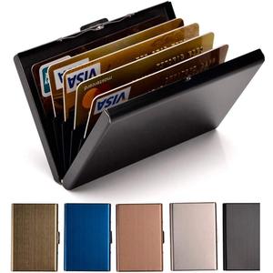 EASTNIGHTS Credit Card Holder Stainless Steel Credit Card Case Metal ID Card Holder RFID Wallets Business Card Holder for Women or Men (Black)