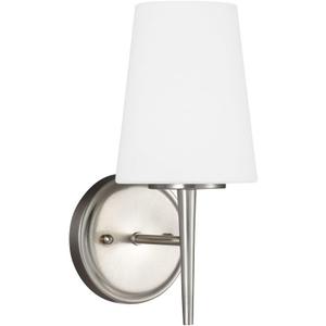 Sea Gull Lighting 4140401-962 Driscoll One Light Wall / Bath Sconce Vanity Style Lights, Brushed Nickel Finish