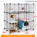 DIY Modular Cat Enclosure 3x3x2 Grid | Extra Large Indoor Cat Playpen | Foldable Black Wire Metal Cat Cage with Multi-Level Shelves | Approx. (43.7" x 29.5" x 43.3")