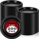 200pcs Heavy Duty Round Dinner Party Plates - Disposable Black Plastic Plates for Birthday Party, Buffet, Travel, Picnic