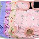 Female Dog Diapers 5Pcs - Premium Reusable Diapers for Doggie in Heat - Highly Absorbent Dog Diapers Female for Pet Incontinence with Adjustable Snaps, Flowers, XXL