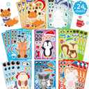 24 Sheets Winter Stickers for Kids Toddlers, Make-a-face Stickers Make Your Own Winter Animal Stickers, Winter Holiday Gifts Christmas Party Decorations Supplies