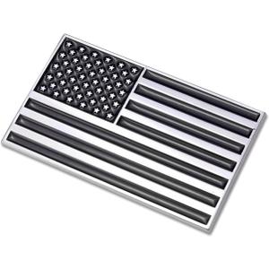 3D Black American Flag Metal Car Sticker, 3.15" x 2" USA Flag Decal, Zinc Alloy Emblem for Truck, Car, Motocycle, Boat (Black)
