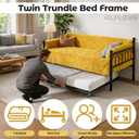 Twin Trundle Bed Frame with Steel Slats, Effortless Roll-Out Trundle Frame, Silent Locking Wheels & Quick Assembly, Space-Saving Guest, Kids, or Dorm Bed for Small Rooms, Black