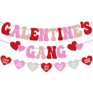 Galentines Gang Banner Happy Galentines Day Party Decorations for Lady Girl Women Happy Valentines Day Bachelorette Colorful Party Supplies