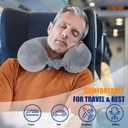 SAIREIDER Travel Pillows for Sleeping Airplane 100% Pure Memory Foam Neck Pillow for Airplanes Washable Cover(Grey)