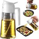 TrendPlain 16oz/470ml Glass Olive Oil Sprayer for Cooking  2 in 1 Olive Oil Dispenser Bottle for Kitchen Gadgets and Air Fryer Accessories, Salad, BBQ - White