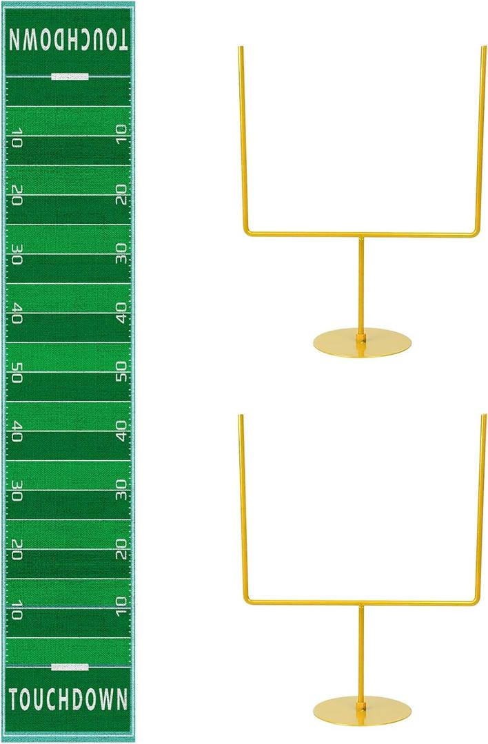 3 PCS Metal Football Goal Post Decoration Football Table Decor Football Field Goal Post Decoration Football Table Decorations for Football Theme Birthday Party Supplies