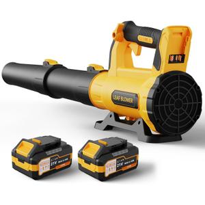 Leaf Blower Cordless with 2 5.0Ah Batteries and Charger, 21V Electric, Lightweight Battery Powered Blowers for Lawn Care, Yard, Patio Cleaning, Blowing Leaves & Dust, Yellow
