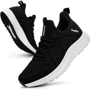 Feethit Women's Running Shoes Lightweight Breathable Walking Sneakers Non-Slip Tennis Gym Workout Athletic Shoes (9.5, Black White)