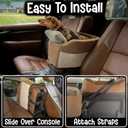 Center Console Dog Car Seat | 11 lbs MAX | Safety Straps & Leash | Comfortable Foam and Plush Pillows | Adjustable Mount Design | Large Storage Pockets | Perfect for Small Pets & Cats (Brown)