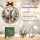 4 x Hunting Christmas Ornament 2025 - Deer Hunting Ornament for Christmas Tree - Deer Gifts for Hunters, Dad, Husband, Brother - Two-Layer Wooden Ornament Hanging Decoration, Outdoor Gift Ideas
