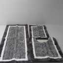 Pauwer Bathroom Rug Mat Set 3 Piece, Microfiber Shaggy Bath Set, Non-Slip Ultra Soft Carpet Mats, Absorbent with U-Shaped Toilet for Bathroom, Tub, Shower, Dark Grey (18"x26"+18"x48"+U Shape 20"x24")