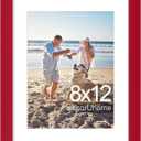 decorUhome 8x12 Picture Frame, Display Pictures 6x8 with Mat or 8x12 without Mat, Wall & Tabletop Display Photo Frame, Red, 1 Pack