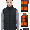 Heated Vest for Men - 7.4V 16000mAh Battery Pack, Lightweight Heated Apparel, Rechargeable Warming Vest - Large, Black