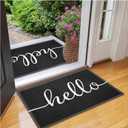 EARTHALL Door Mat 2-Pack Outside Inside Hello Doormat 30"x17.5" Durable Floor Mat Non Slip Mat Ultra Absorb Mud Easy Clean Front Doormat for Garage, Entryway, Patio, High Traffic Areas, Black