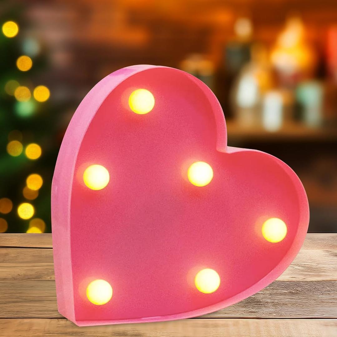2 x Small Led Marquee Letters, Light Up Letters, 6.5 Inch Led Letter Lights, Battery Powered Lighted Sign for Table, Party, Birthday, Christmas Decor (Pink Glitter Heart)