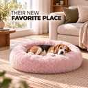 The Dog’s Bed Calming Donut Dog Bed, Machine Washable Removable Zip Cover, Medium (30") – with Removable Zip Cover, Pink