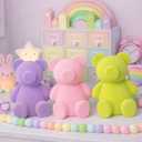 Thyle 3 Pcs Valentine's Day Velvet Flocked Bears 4 Inch Valentine Bear Table Decor Pastel Bear Statue Tabletop Centerpiece Farmhouse Bears Decorations for Valentine's Day Wedding Anniversary Shelf