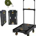 Folding Platform Hand Truck Push Cart Foldable Dolly Cart Portable Trolley 300lb Heavy Load Capacity, Adjustable Handle with Swivel Wheels for Garage Garden Home Office Travel Shopping Use
