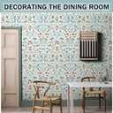 JiffDiff Wildflowers Floral Peel and Stick Wallpaper, Flower and Leaf Contact Paper Boho Removable Waterproof Self Adhesive Wall Paper for Bedroom Bathroom, 17.3" x 475"(56 sq. ft) (Beige, Coral)