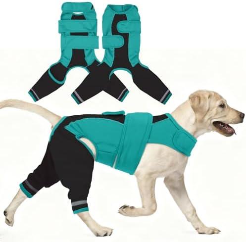 Yternal Recovery Suit for Dogs Soft Breathable Surgery Sleeve for ACL TPLO | Dog Surgery Suit Anti-Licking Wrap with Reflective Strips,Easy-to-Wear Post-Surgery Cover for Male & Female,Adjustable Fit, Large