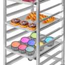Lopeztek 10-Tier Quarter & Half Sheet Pan Rack - Bread Baking Speed Rack for Cooling, Bakery Stand with wheels for Bun Pan Tray, Home Kitchen Tiered Rolling Cart for Oven(for 1/2 & 1/4 Sheet)