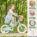Petimini Vintage Kids Bike for Girls, 1220 Inch Classic Bicycle with Wicker Basket & Bell, High Tensile Steel Frame, Training Wheels (1218), 85% Pre-Assembled, Retro Bike for Outdoor Riding
