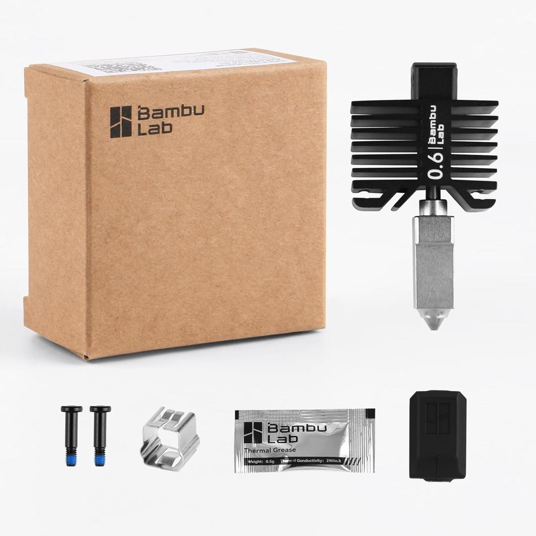 Bamboo Original 0.6mm Hardened Steel Nozzle Assembly Hotend Kit for Bambu LAB X1 Series and P1 Series,Compatible with P1S P1P X1C X1 Carbon 3D Printer
