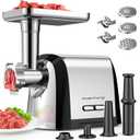 Electric Meat Grinder, 2600W Max 3-IN-1 Heavy Duty Sausage Stuffer with Sausage tube & Kubbe Kit, 3 Grinding Plates 2 Blades for Home Kitchen & Small Commercial Use, Stainless Steel