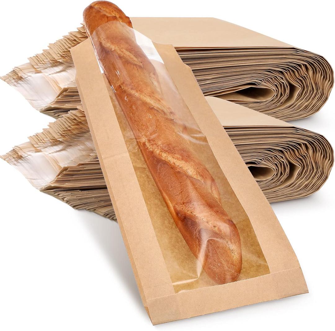 Thenshop 100 Pieces Paper Bread Bag with Window for Homemade Bread Bags Bags Brown Kraft Loaf Storage Sacks Long French Biscuits Packaging (6.5 x 2 x 18 Inch) Thenshop 100 Pieces Paper Bread Bag with Window for Homemade Bread Bags Bags Brown Kraft Loaf Storage Sacks Long French Biscuits Packaging (6.5 x 2 x 18 Inch)