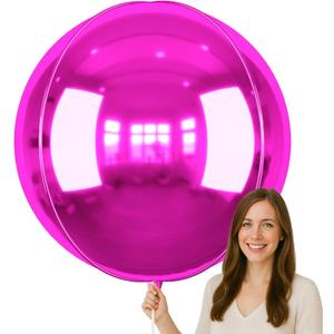 50 Inch Giant Hot Pink Round Foil Balloons, 3Pcs Metallic Pink 4D Ball Balloons for Birthday Wedding Engagement Graduation Baby Shower Gender Reveal Party Decorations
