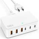 USB C Fast Charger Block, 100W GaN 6 Port PD USB C Wall Charging Station Hub, Type C Power Adapter Plug Cube Brick Box for Apple iPhone 17 16 15 14 13 12 Pro Max,iPad, MacBook Pro/Air/, Samsung Galaxy