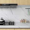 Large White Marble Contact Paper Peel and Stick Marble Wallpaper 48x197 inch Glossy Marble Countertop Vinyl Wrap Waterproof Removable Granite Self-Adhesive Paper for Kitchen Cabinet Bathroom