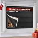 Magnetic Fireplace Cover Indoor to Block Cold Air Reduce Energy Costs, Fireplace Blanket Draft Stopper with Built-in 12 Strong Magnet for Iron Frame 33" W x 29" H, Black