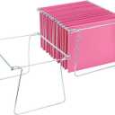 VZCPYTPM 2 Packs Hanging File Folder Frame, Heavy Duty Steel Hanging File Organizer, File Cabinet Rails, Adjustable 11 to 17.4 Inches